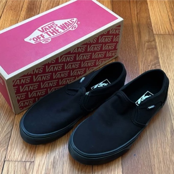 Vans Black Slip-on Womens 8.5 Canvas - Picture 3 of 5